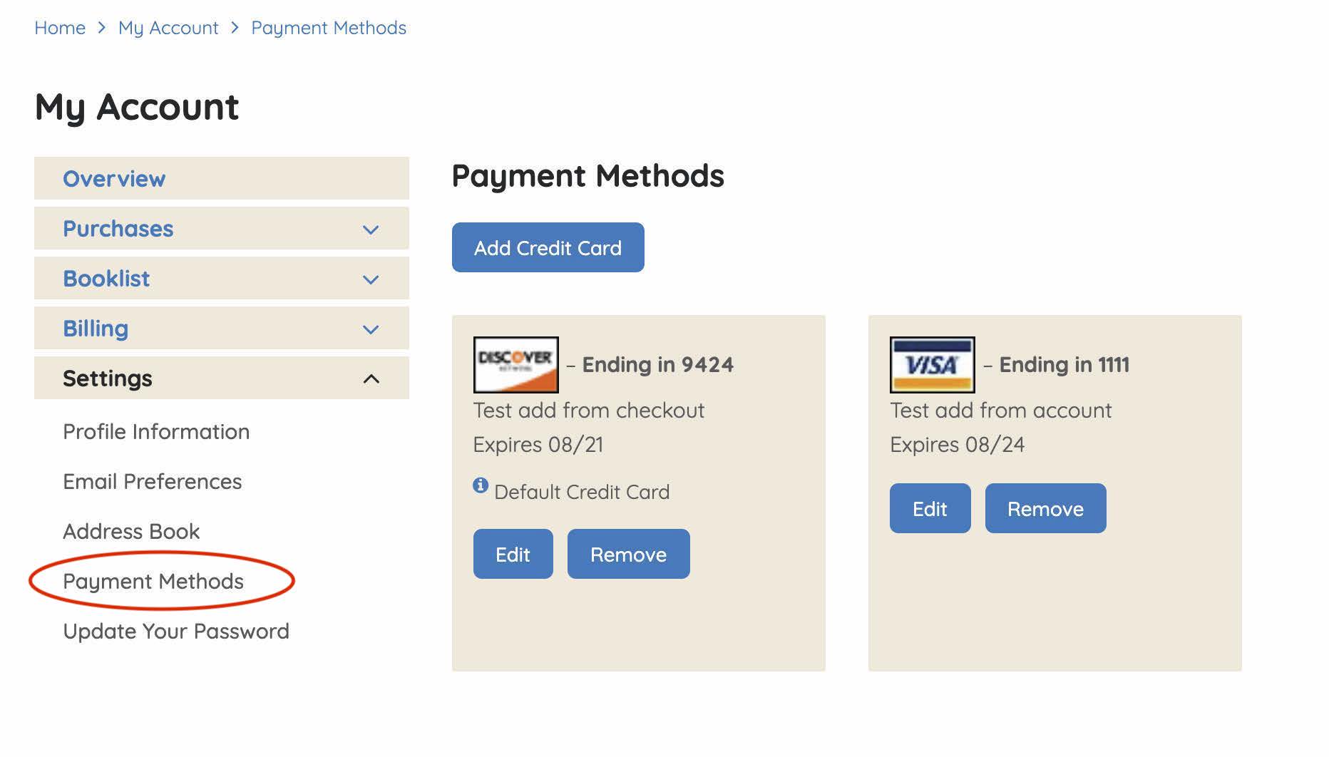 How to add a Credit Card to your account
